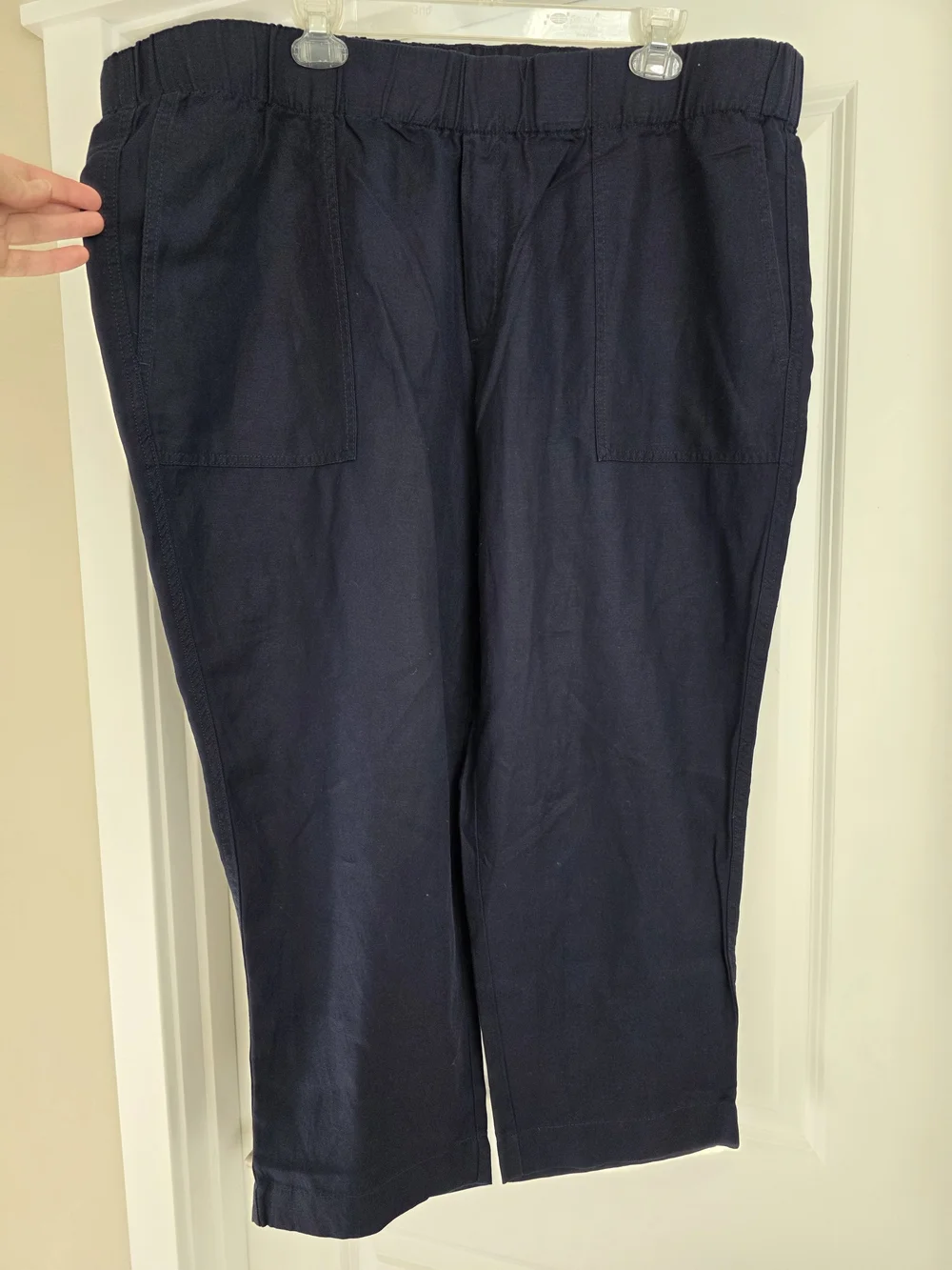 NWT Banana Republic Navy Tapered Crop Pull-On Pants XXL Linen Blend
